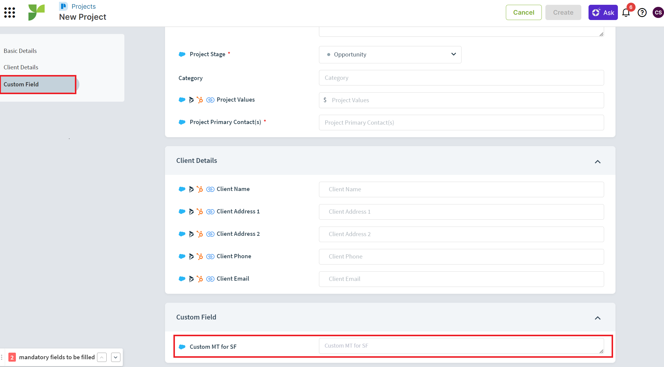 Projects - Create Projects - Custom Field Highlighted.png